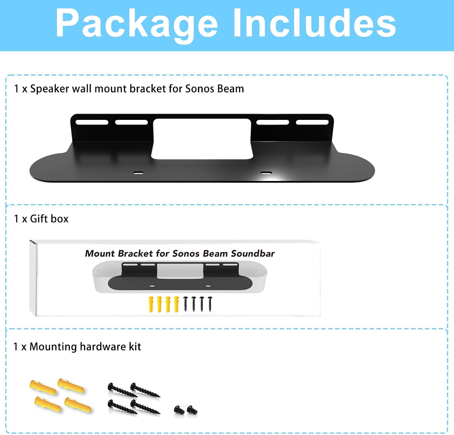 Soundbar Mount for Sonos Beam Wall Mount for Sonos Beam Gen 2 & Gen 1 Smart TV Sound Bar with Hardware kit, Black