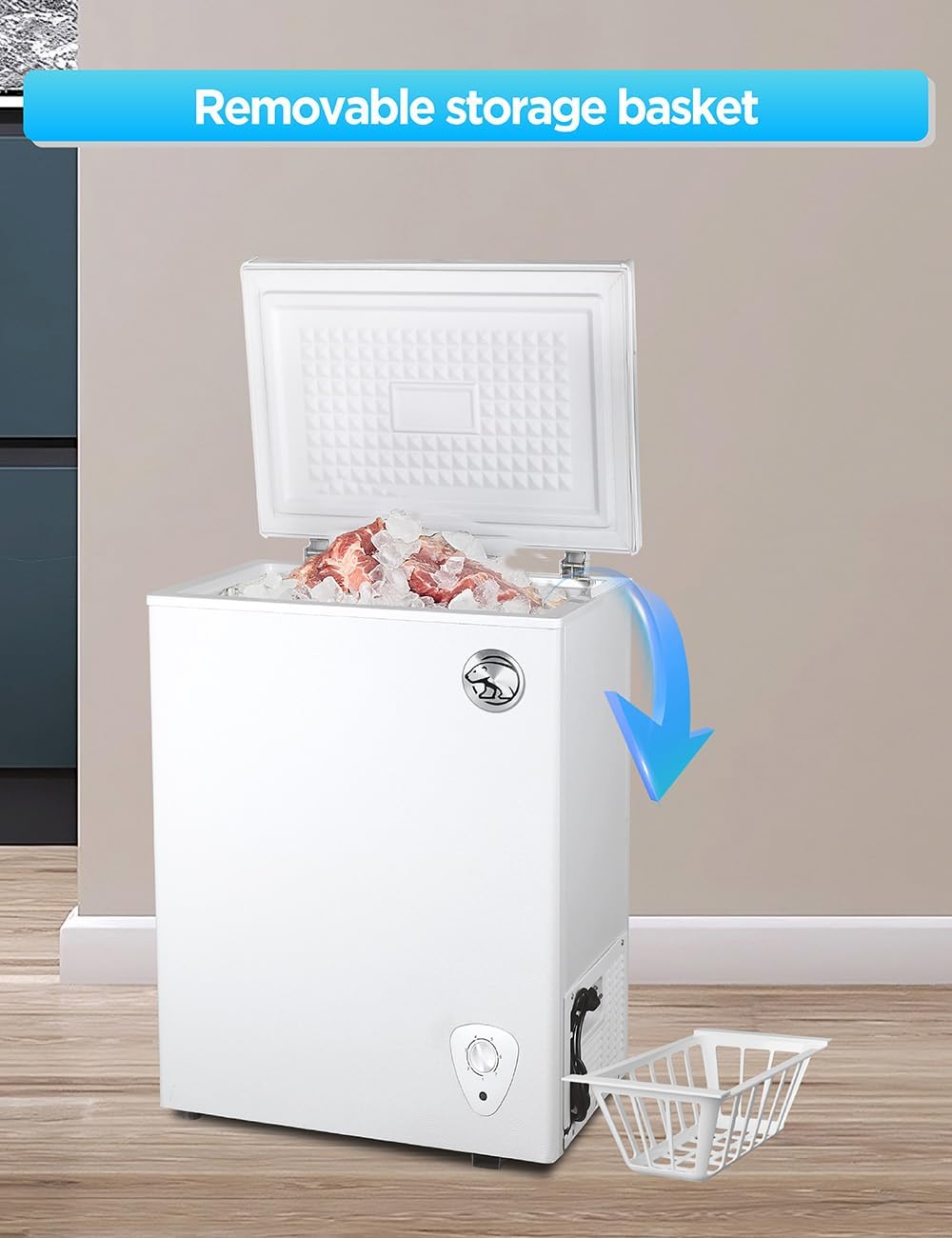 Commercial Cool Upright Freezer, Stand Up Freezer 5 Cu Ft with Reversible Door, White