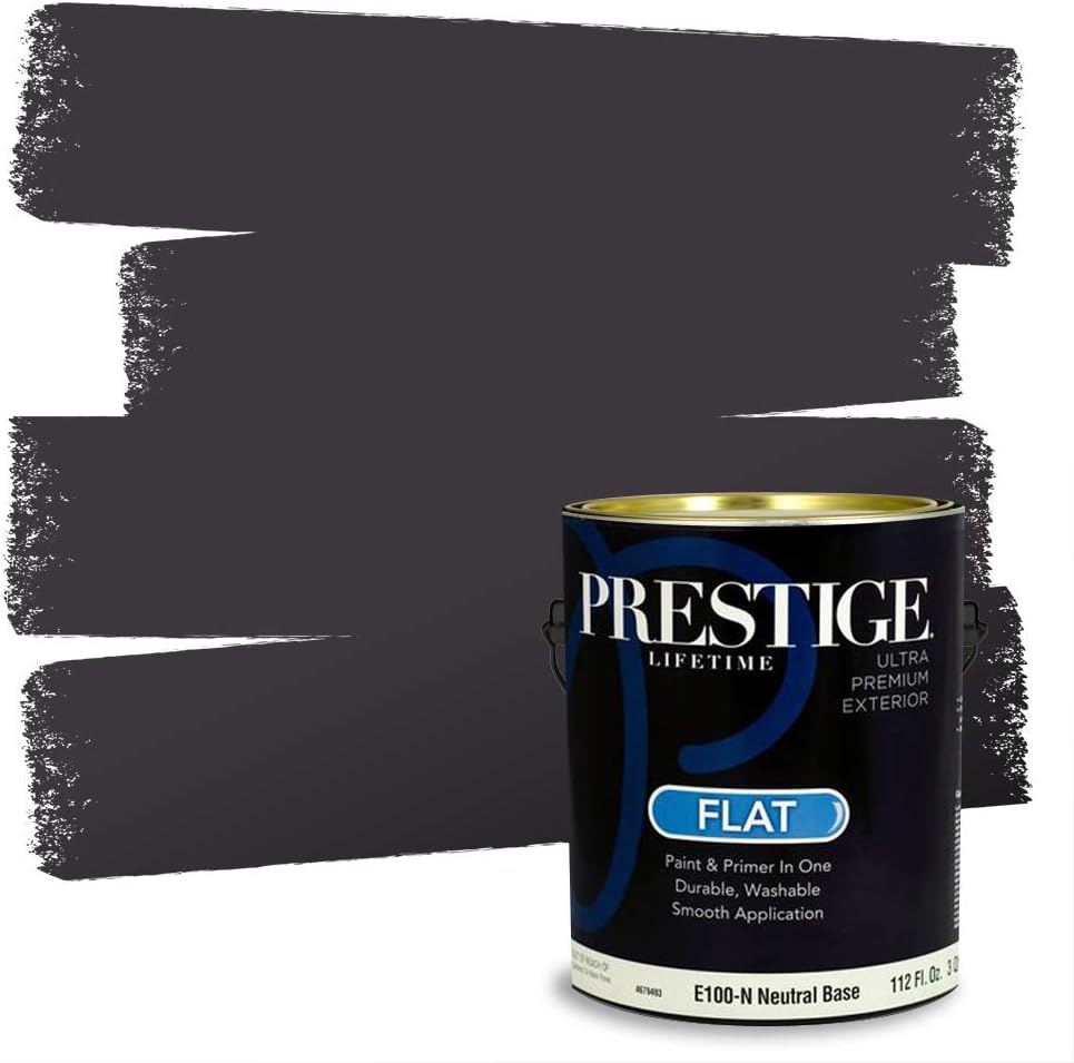 PRESTIGE Paints Exterior Paint and Primer In One, 1-Gallon, Satin, Comparable Match of Sherwin Williams* Tricorn Black*