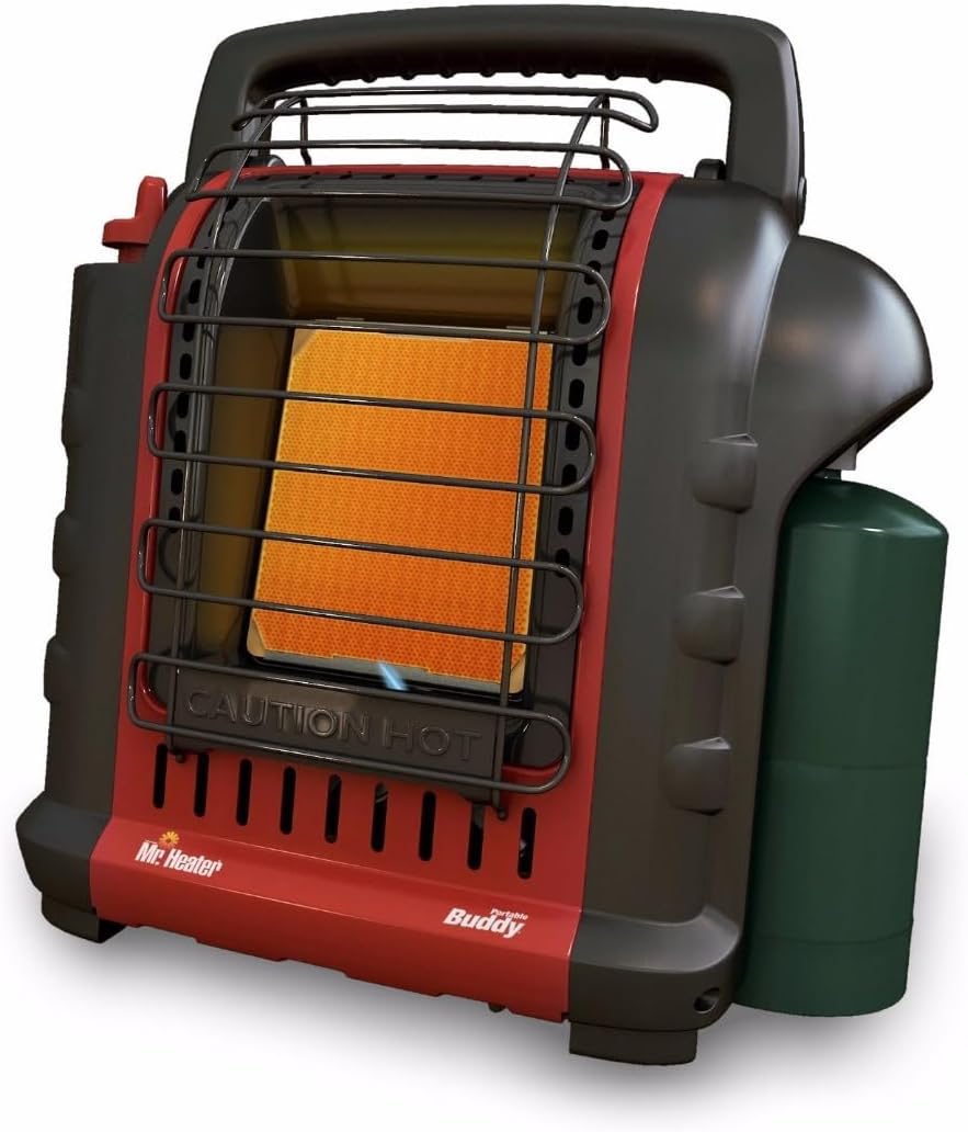 Mr. Heater F232000 Portable Buddy Heater | Bundle includes Brass Tank Refill Adapter, (2 items)