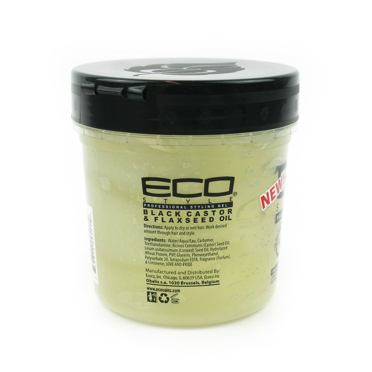 Eco Style Black Castor and Flaxseed Oil Styling Gel - Helps Nourish and Repair Damaged Hair - Promotes Healthy Scalp - Provides Superior and Weightless Hold - Delivers Long Lasting Shine - 8 oz
