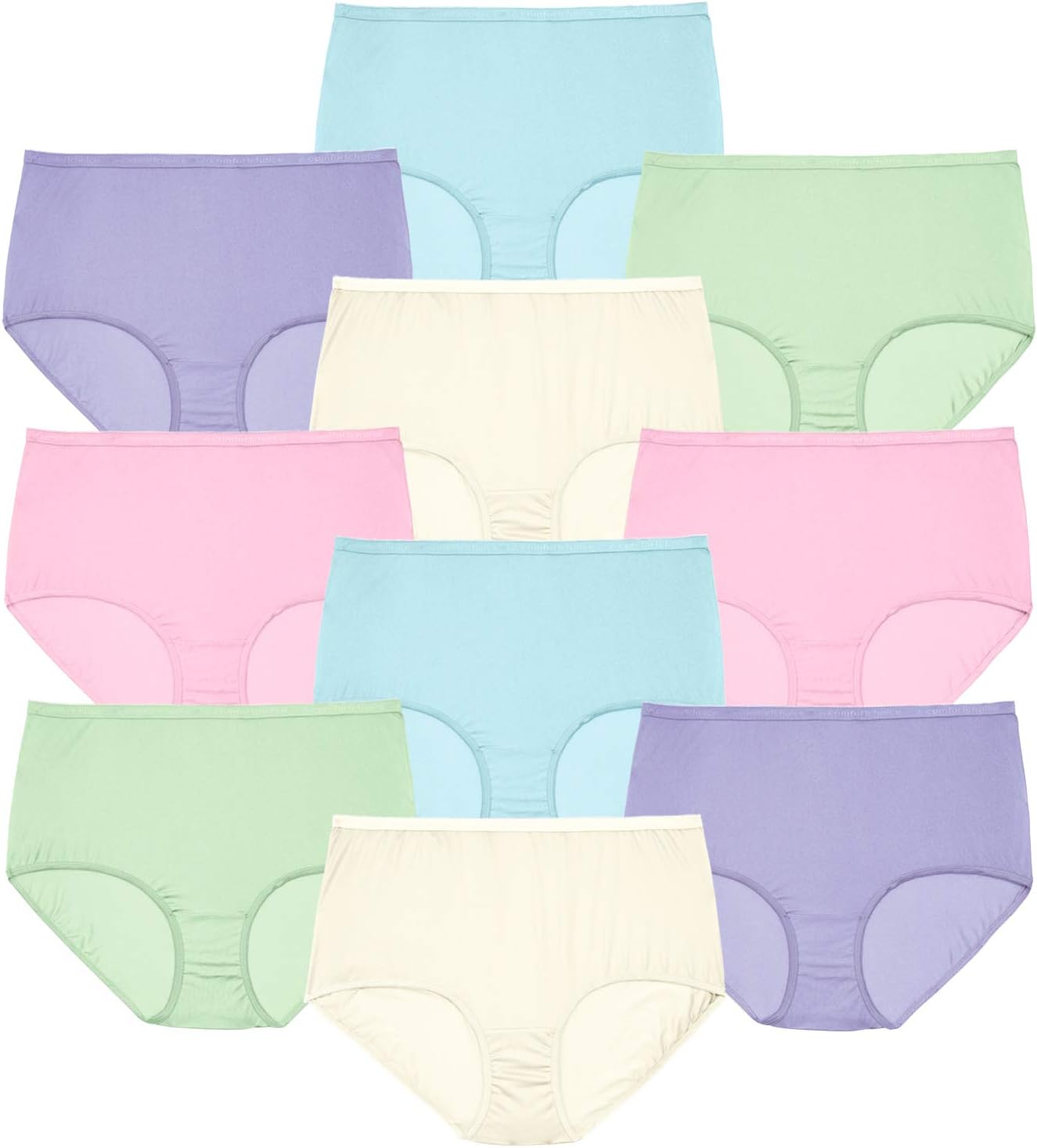 Comfort Choice Plus Size Full Coverage Nylon Brief 10-Pack