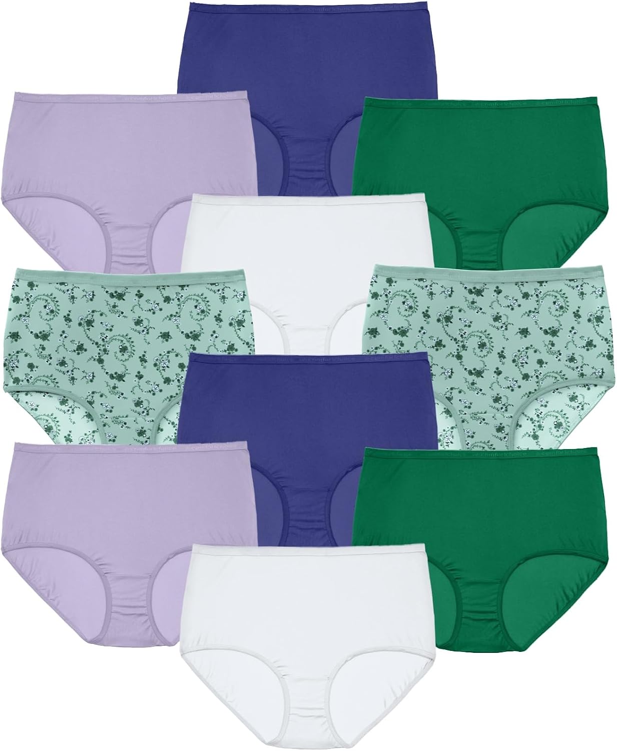 Comfort Choice Plus Size Full Coverage Nylon Brief 10-Pack