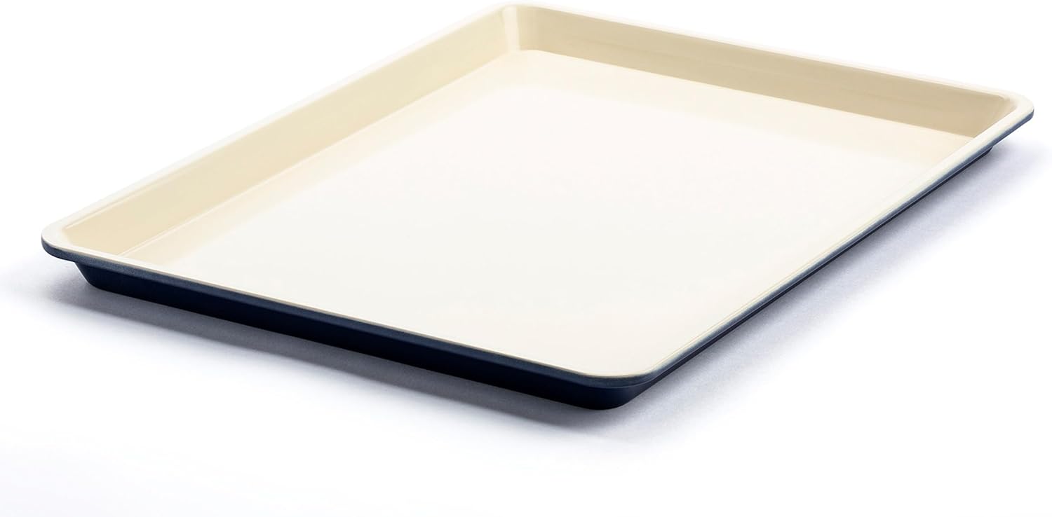 GreenLife 13" x 9" Quarter Sheet Baking Pans, 2 Piece Bakeware Set, PFAS-Free Ceramic Nonstick Rectangular Cookie Trays, Oven Safe to 450°F