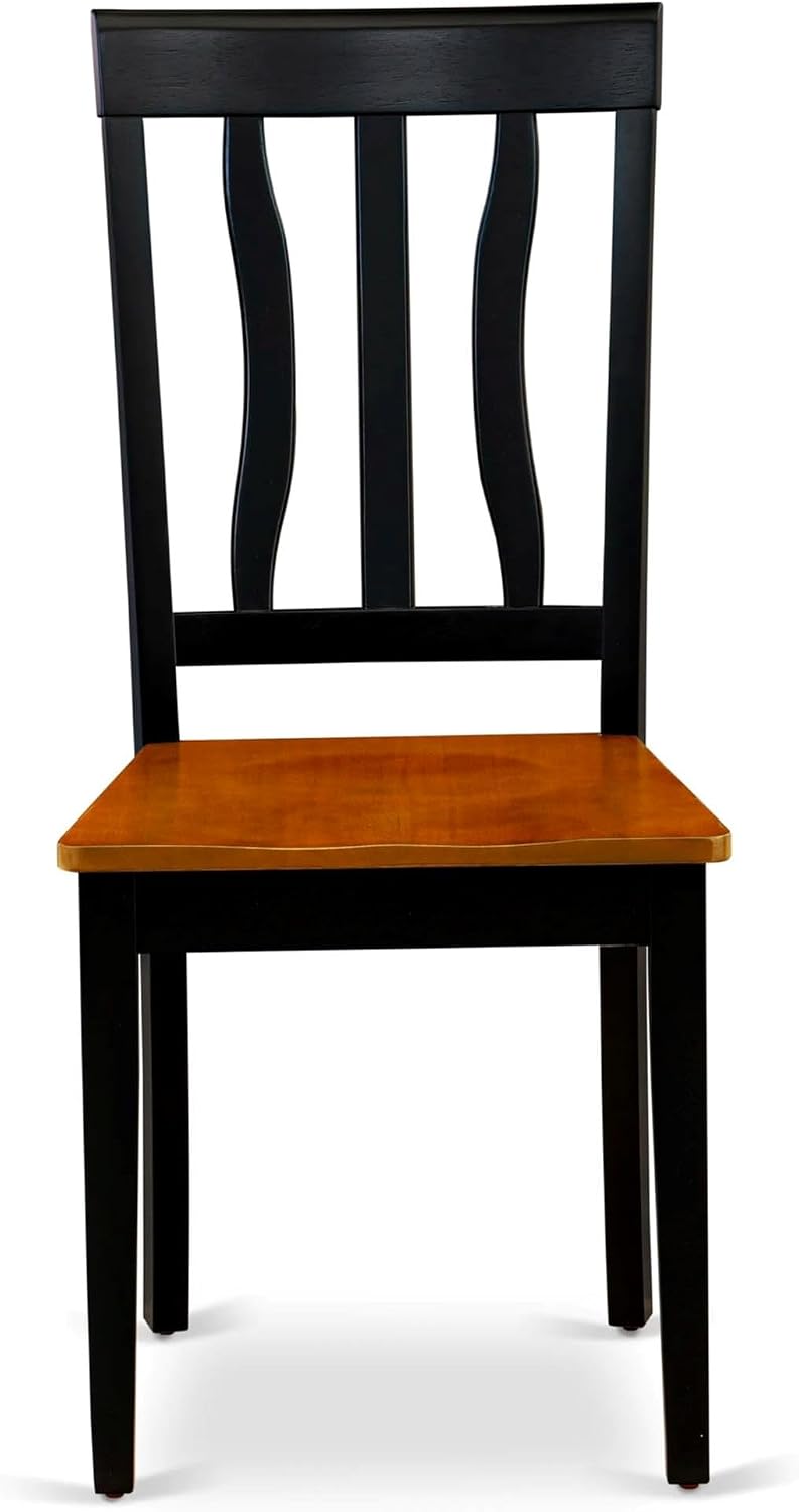 East West Furniture ANC-WHI-W Antique Dining Room Chairs - Slat Back Solid Wood Seat Chairs, Set of 2, Buttermilk & Cherry