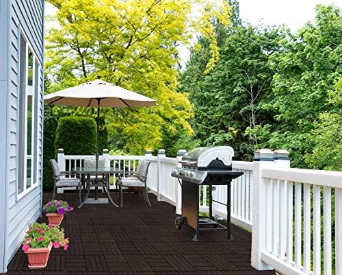 ASTEROUTDOOR Interlocking Deck Tiles Plastic Waterproof Outdoor Flooring 12" x 12" for Patio Garden Deck Poolside Indoor Outdoor, 10 pcs, Gray