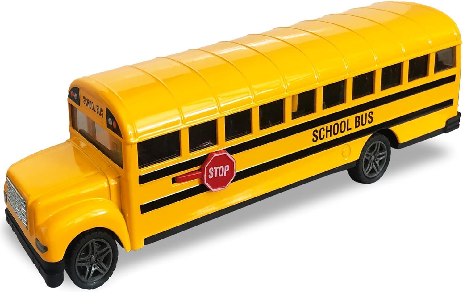 ArtCreativity Yellow School Bus Toy for Kids - 8.5 Inch Pull Back Car with Cool Opening Doors and Rubber Tires - Durable Diecast School Bus - Best