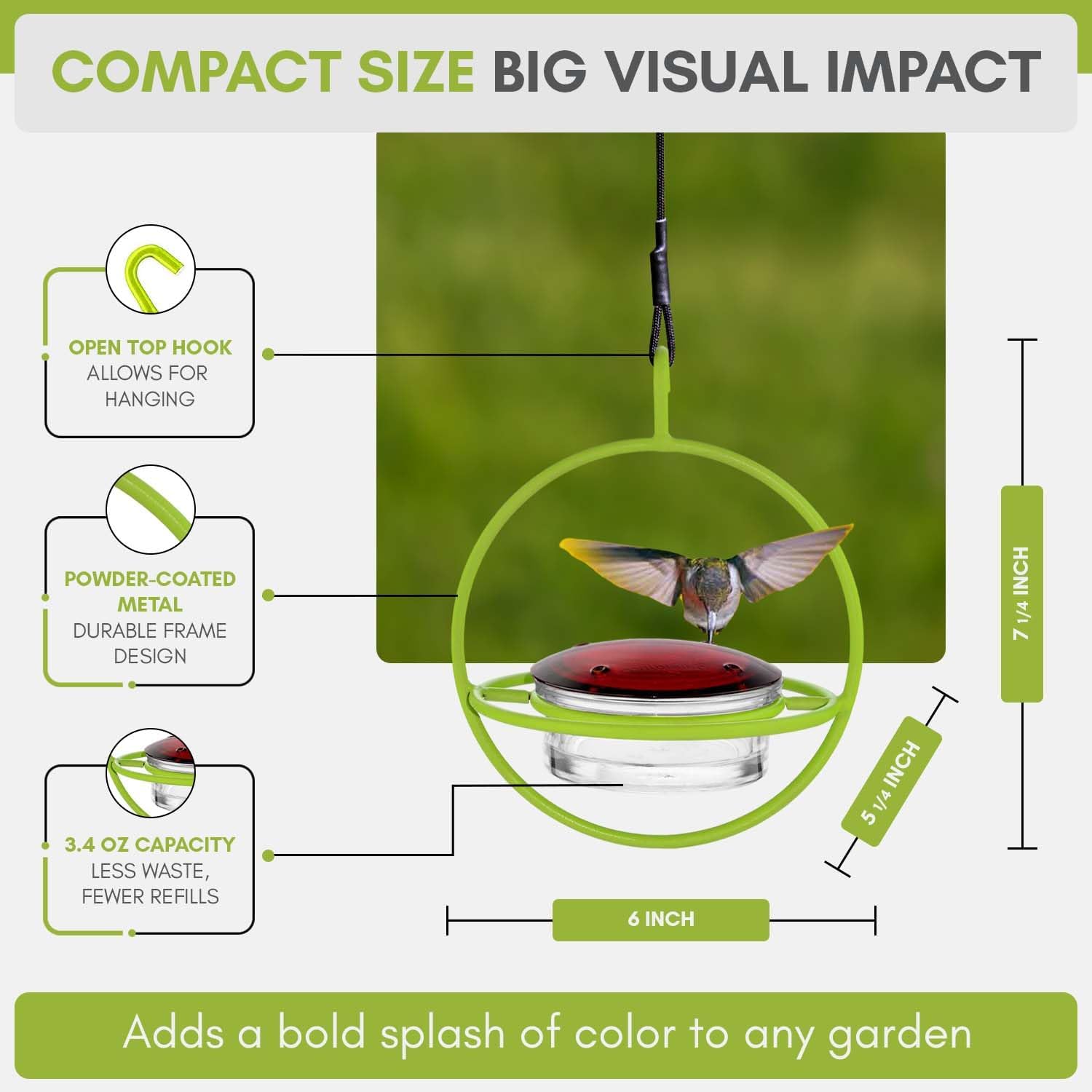 Hummingbird Feeder for Outdoors Hanging, 3.4 OZ Hummingbird Feeders, Glass Bowl with 4 Feeding Ports, Leak Proof Lid & Circular Perch, Bird Feeder (1, Red)