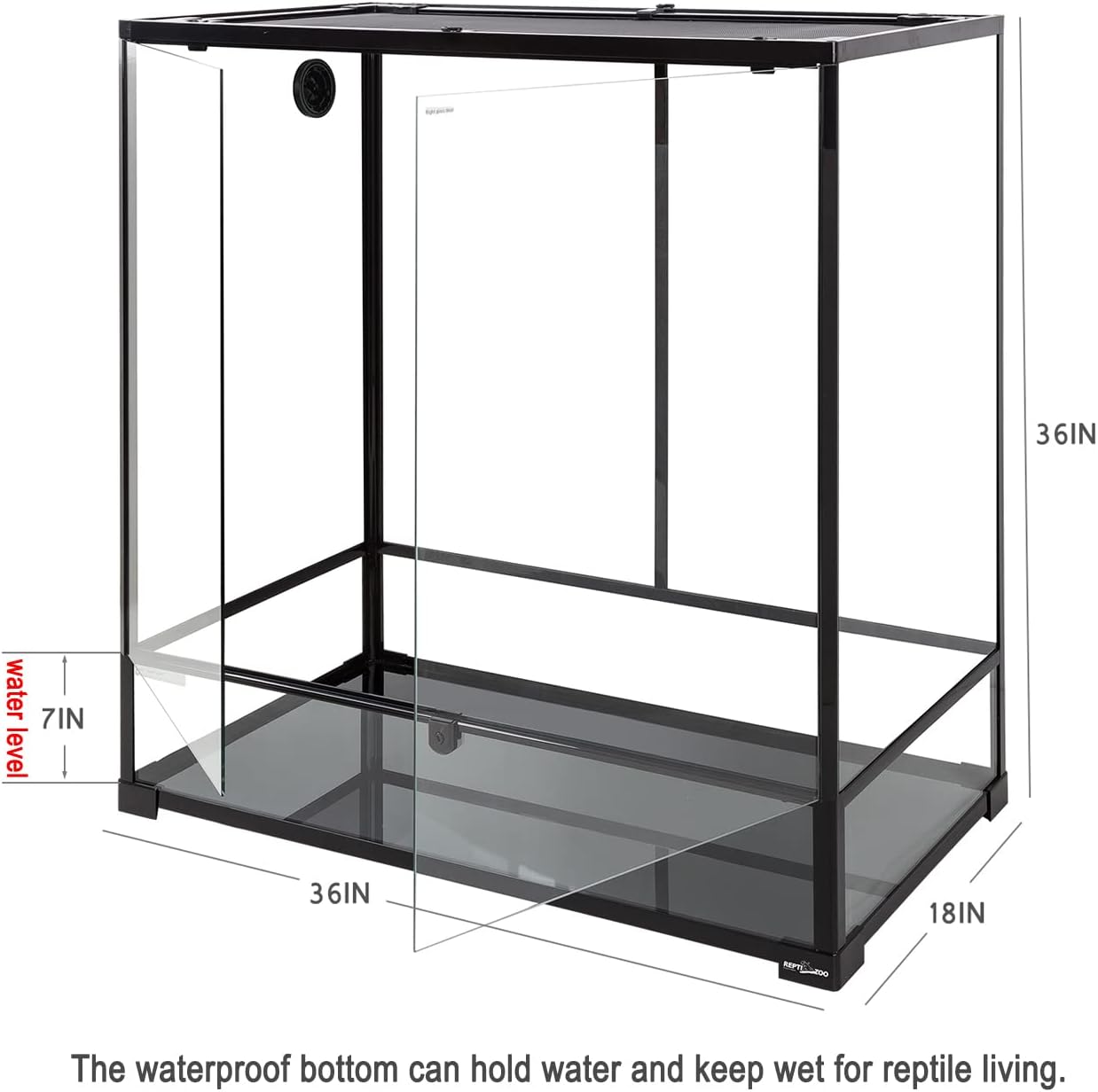REPTI ZOO 85 Gallon Large Reptile Tank, Wide & Tall Tempered Glass Large Reptile Terrarium 47.2" x 17.7"x 23.6" for Tortoise Snake