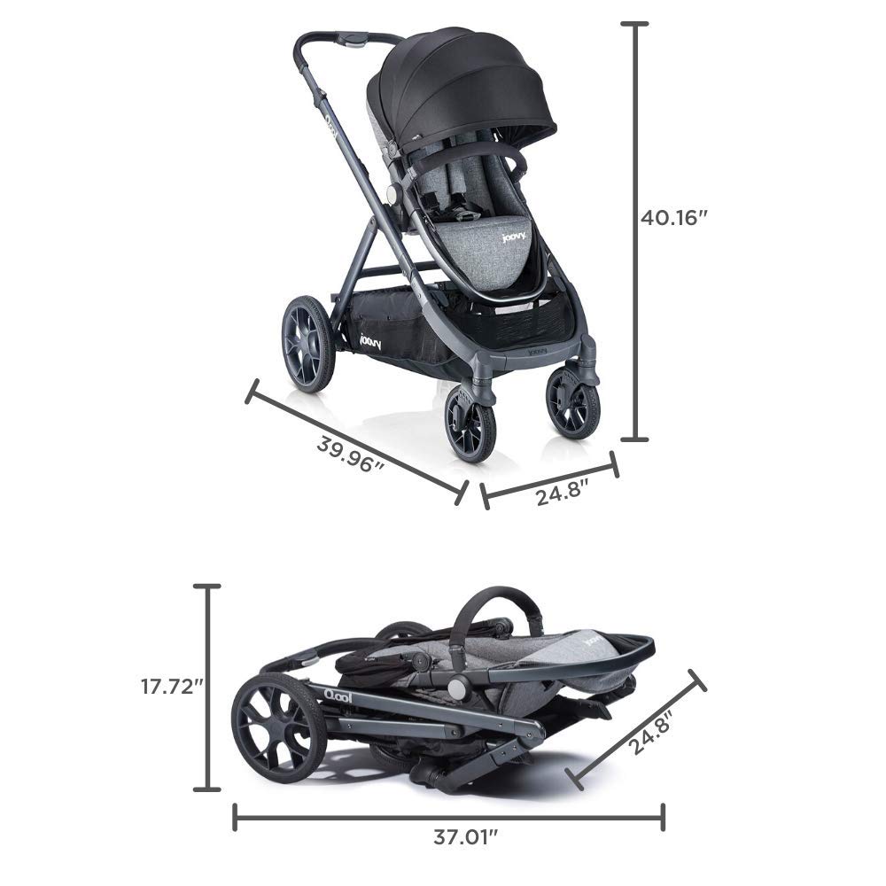 Joovy Qool Stroller, Customizable Stroller, Single, Double, Triple, Grey Melange