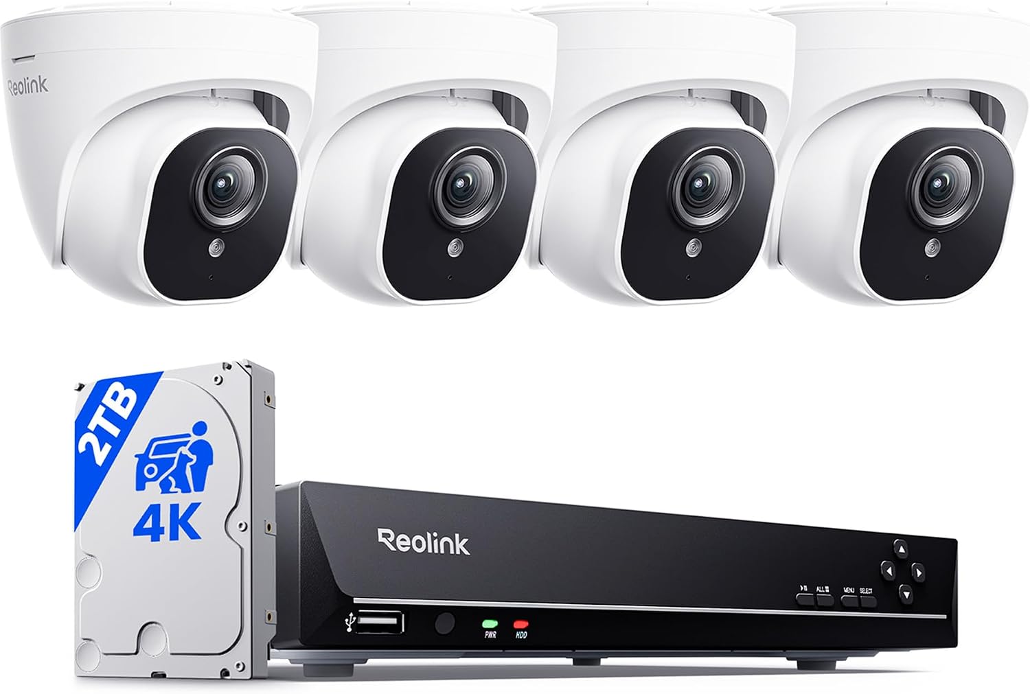 REOLINK 8CH 4K/8MP Home Security Camera System with 2TB HDD RLK8-800D4