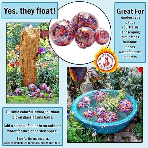 Totally Blown Glassworks Pond Float. Handmade Blown Glass, Garden Gazing Ball, Table Centerpiece