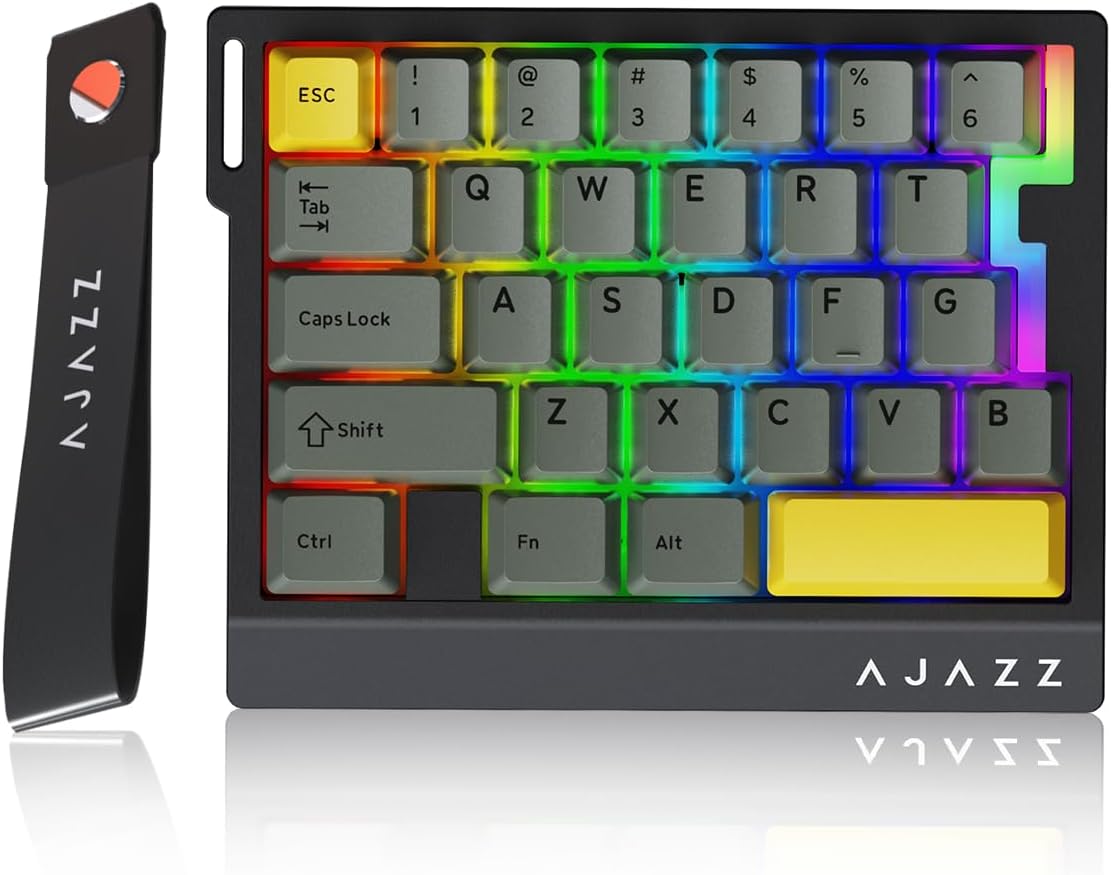 AJAZZ AK029 Wired One-Handed Hall Effect Mechanical Gaming Keypad, 29 Keys | Magnetic Switch, Rapid Trigger, 8KHz Polling, SOCD/DKS, RGB Backlit, Web Driver Customizable, Portable, Black Gray