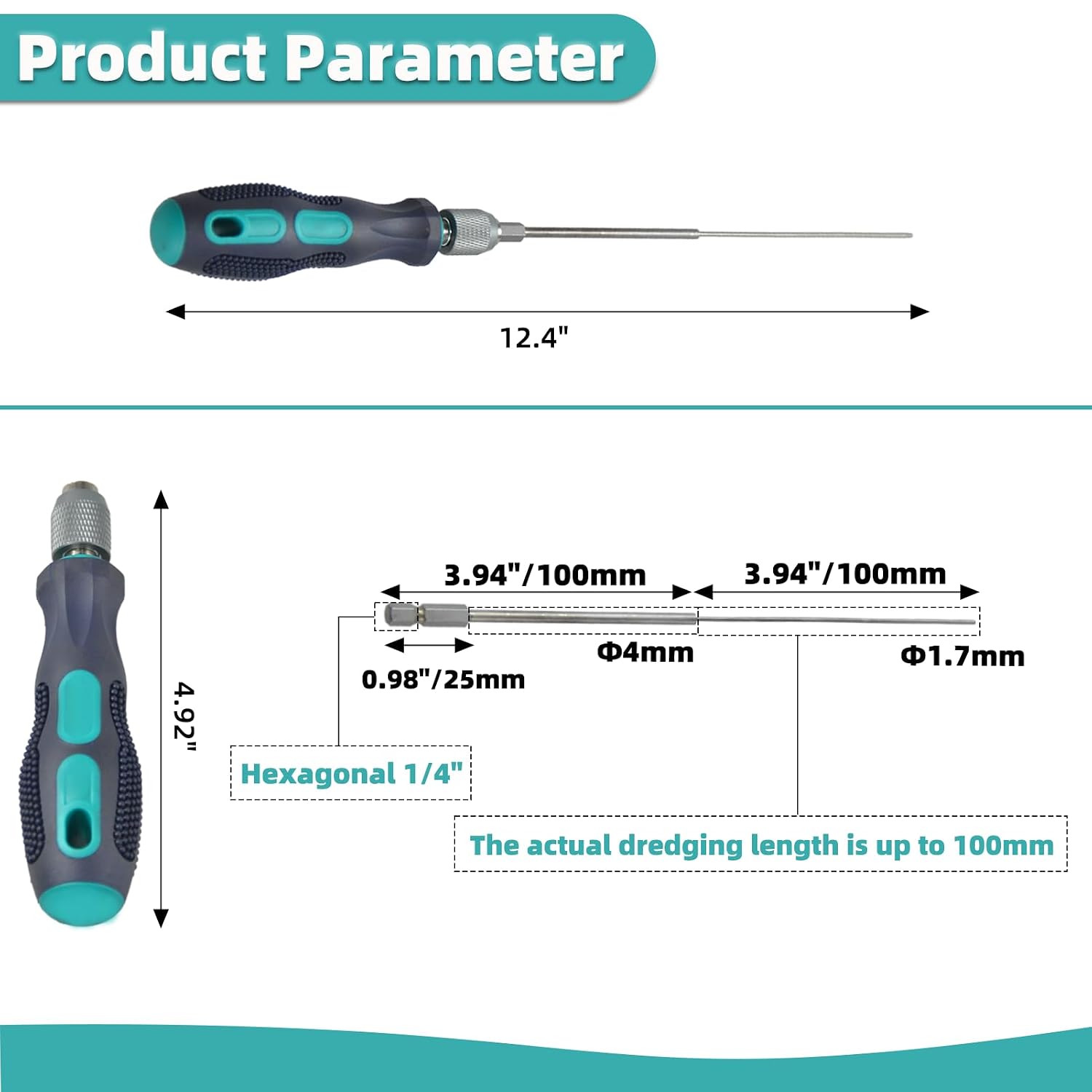 Clog Poke 3D Printer Accessories, Φ1.7mm L200mm Cleaning Needle Tool | S2 Alloy Steel, for Any 1.75mm Nozzles, 3D Printer Nozzle Cleaning Kit