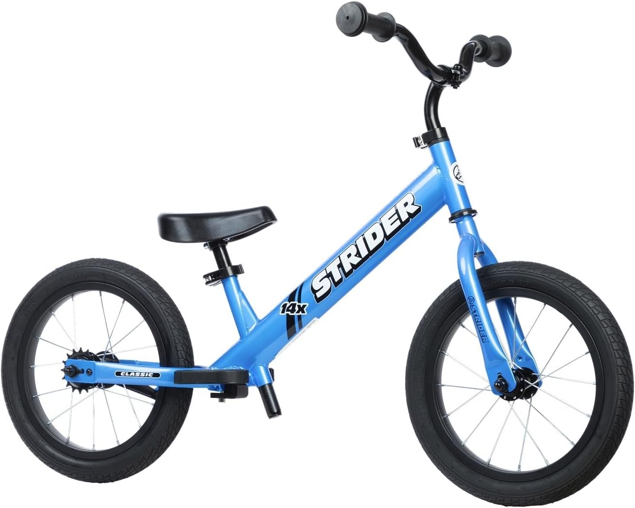 Strider 14x Classic, Awesome Blue - Balance Bike for Kids 3 to 6 Years -Includes Kid Sized Grips, Padded Seat, Performance Footrest, All-Purpose Tires Easy Assembly, Tool-Free Adjustments | No Pedals, Balance Bike with Adjustable Seat and Handlebars, Lig…