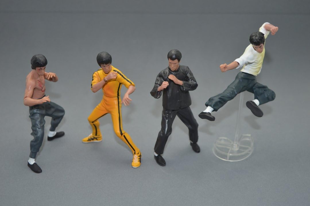 Palmetto Houseares Bruce Lee Figurine 4PCS Collection Set, Average Height of 4 Inch Hard Plastic Resin Figurine