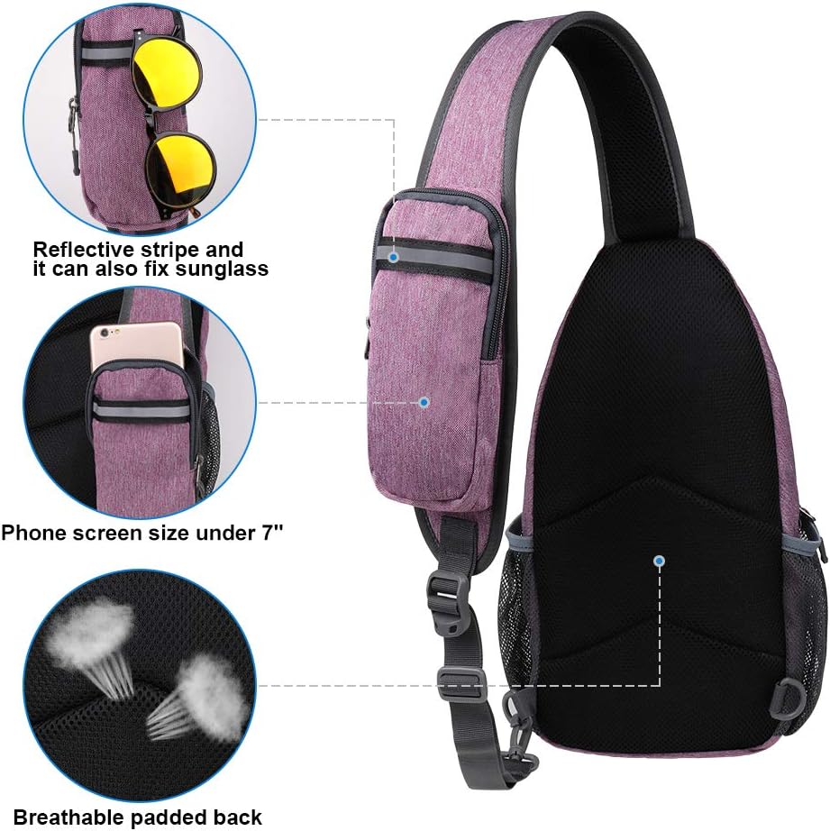 WATERFLY Crossbody Sling Backpack Sling Bag Travel Hiking Chest Bag Daypack (Black) | Small Hiking bag,Multi-compartment storage,Water-resistant,Breathable back pad,Reversible adjustable shoulder strap