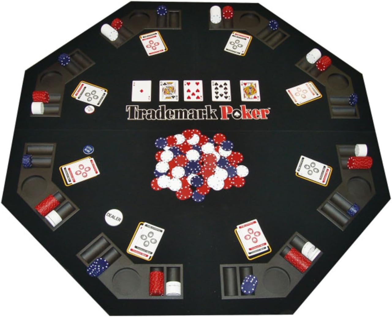 Poker Table Topper - Foldable Texas Hold 'Em Set with Carry Case, 300 Poker Chips, 2 Decks of Cards, and Dealer and Blind Buttons by Trademark Poker