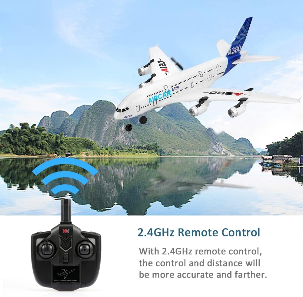GoolRC RC Airplane, WLtoys XK A120 A380 Aircar Model Plane, 3CH 2.4G Remote Control Airplane, EPP Fixed-Wing RC Aircraft RTF Toy for Adults