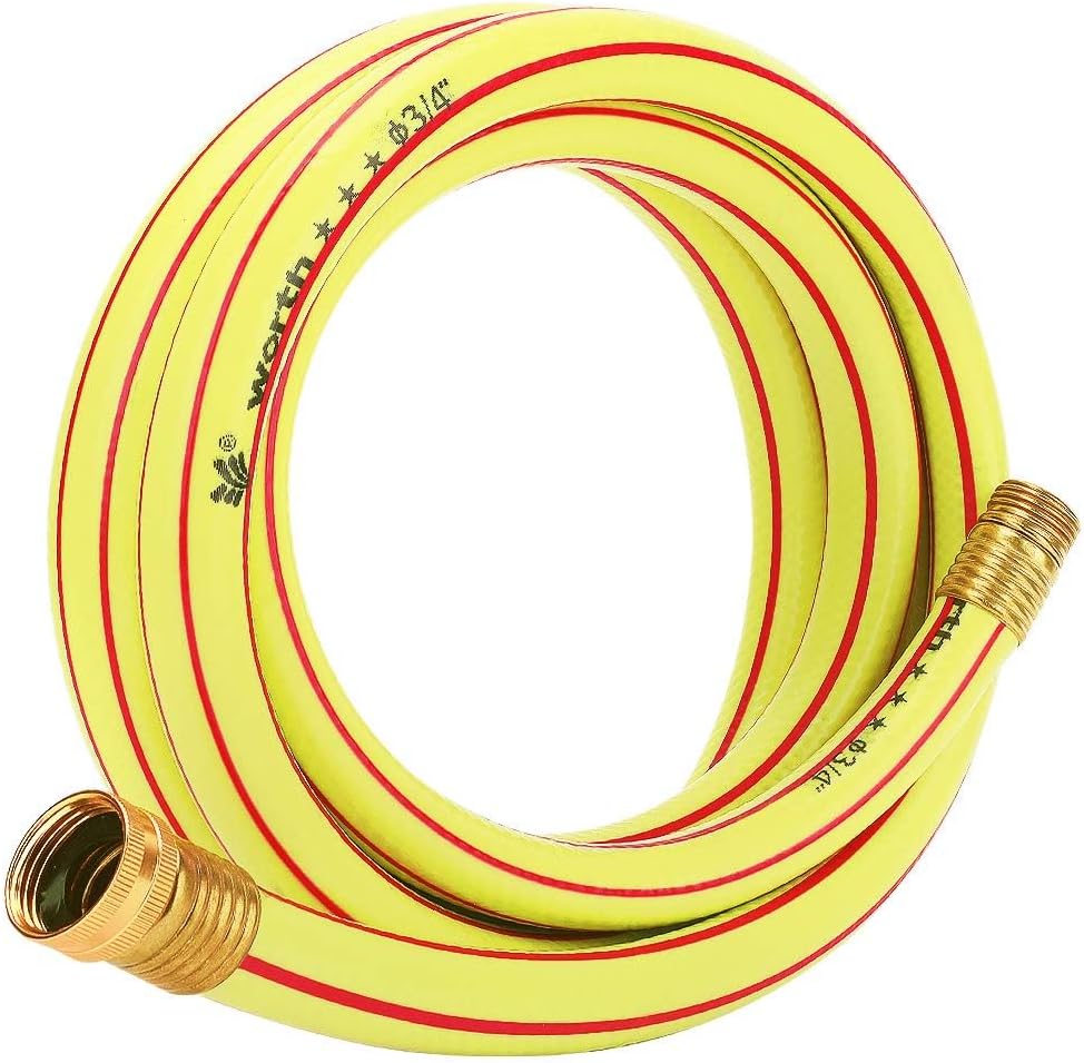 Lead-in Yellow Short Garden Hose 3/4 in. x 5 ft. -No Kink, Leak Free, Flexible, Male to Female Fittings -Heavy Duty Lightweight PVC Water Hose -150PSI Work & 500PSI Burst, for Reel Cart & Outdoor Use
