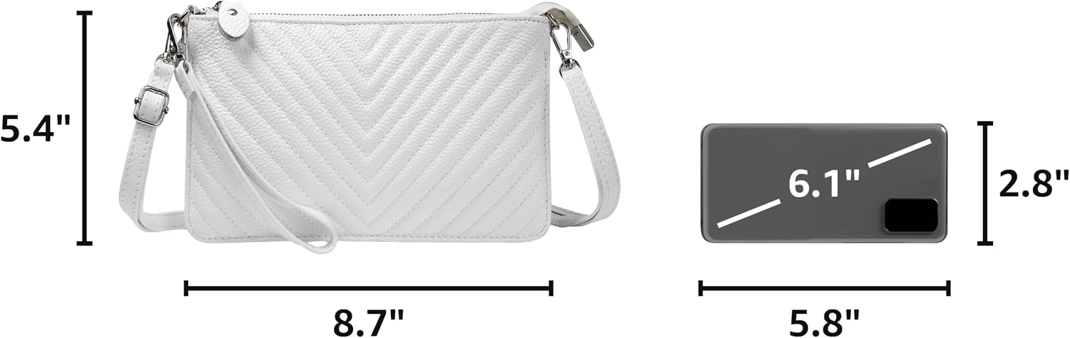 befen Genuine Leather Small Crossbody Bags for Women Wristlet Wallet Purses | Real Leather, RFID Blocking Card Slots, Wristlet Strap, Clutch Purse, Fit iPhone 17 Pro Max, Leather Handbags