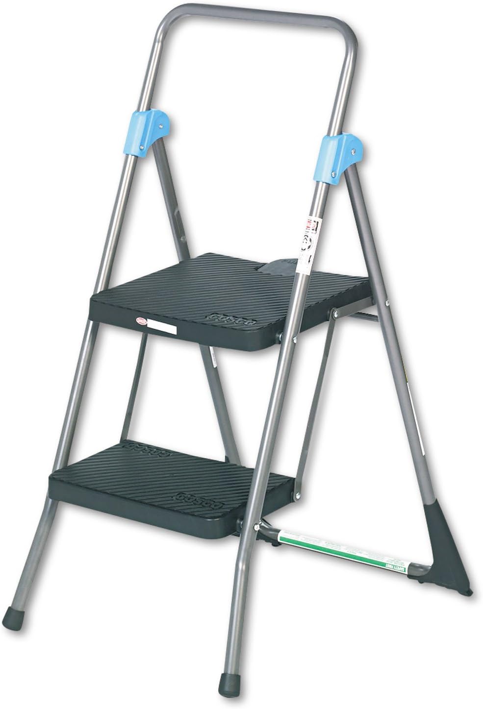 Cosco Commercial 2-Step Folding Stool, 300 lb Capacity, 20.5 x 24.75 x 39.5, Gray