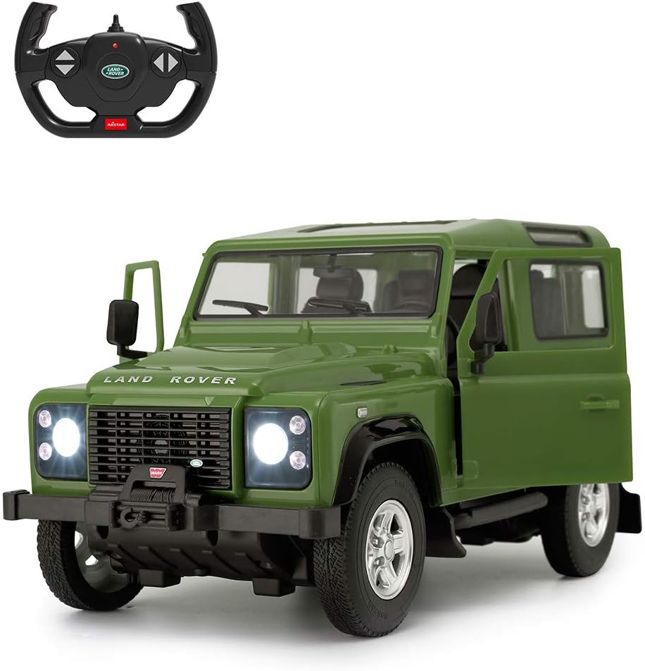 RASTAR Land Rover Defender RC Car, 1/14 Land Rover Remote Control Toy Model Car, Doors Opened by Manual– Green