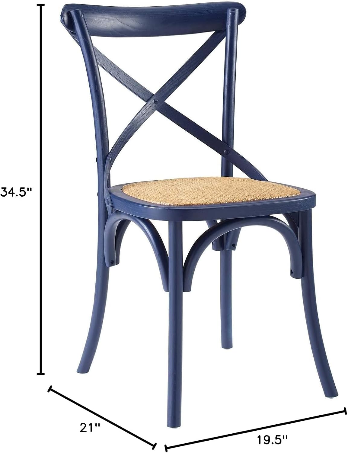 Modway Gear Rustic Modern Farmhouse Elm Wood Rattan Dining Chair in Gray