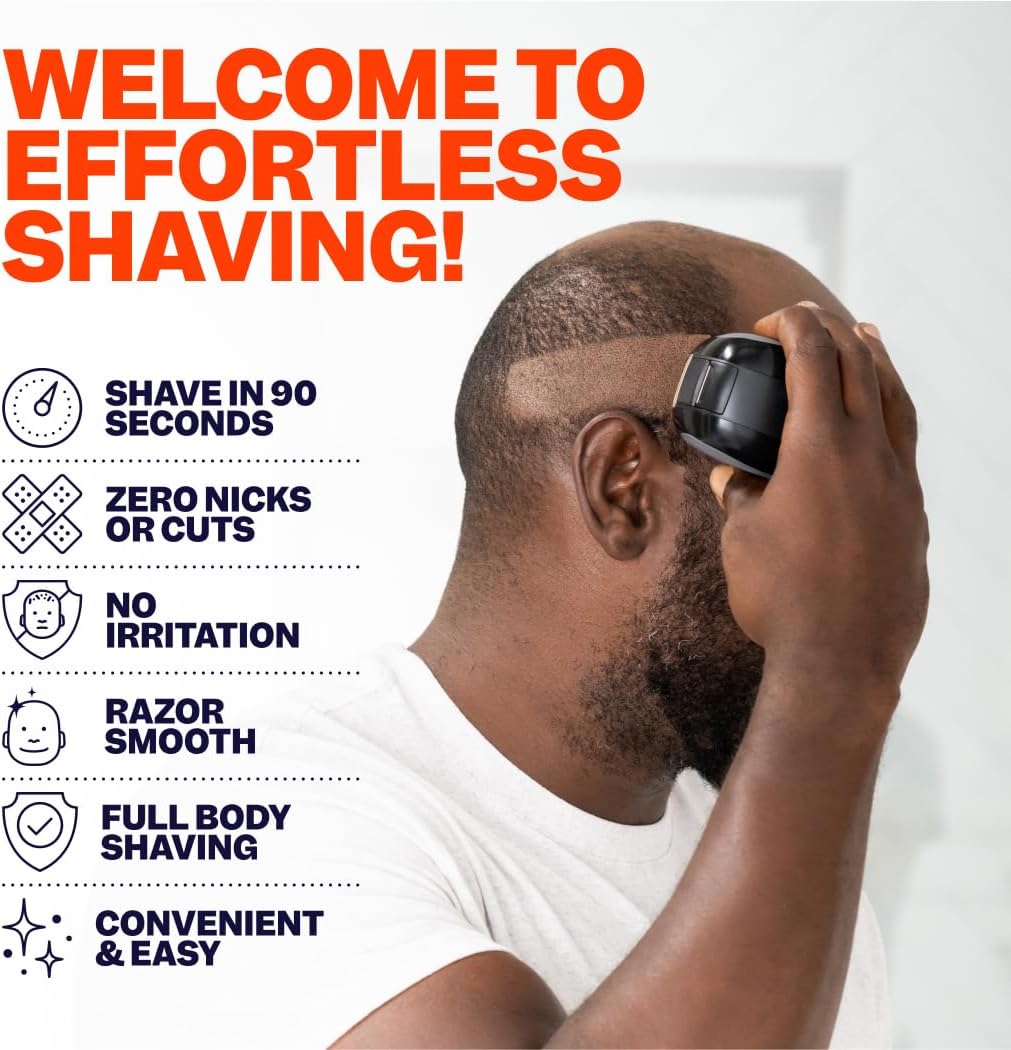 Freebird FlexSeries Electric Head & Body Hair Shaver - Mens Cordless Rechargeable Wet/Dry Skull Bald Head Back & Groin Waterproof Razor with Rotary