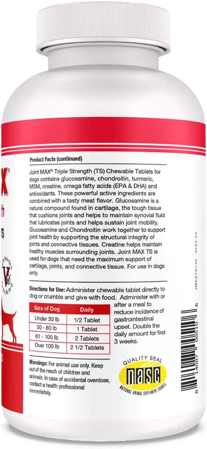 PHS Joint MAX Triple Strength (TS) Chewable Tablets for Dogs - 2-Pack - 240 Tablets