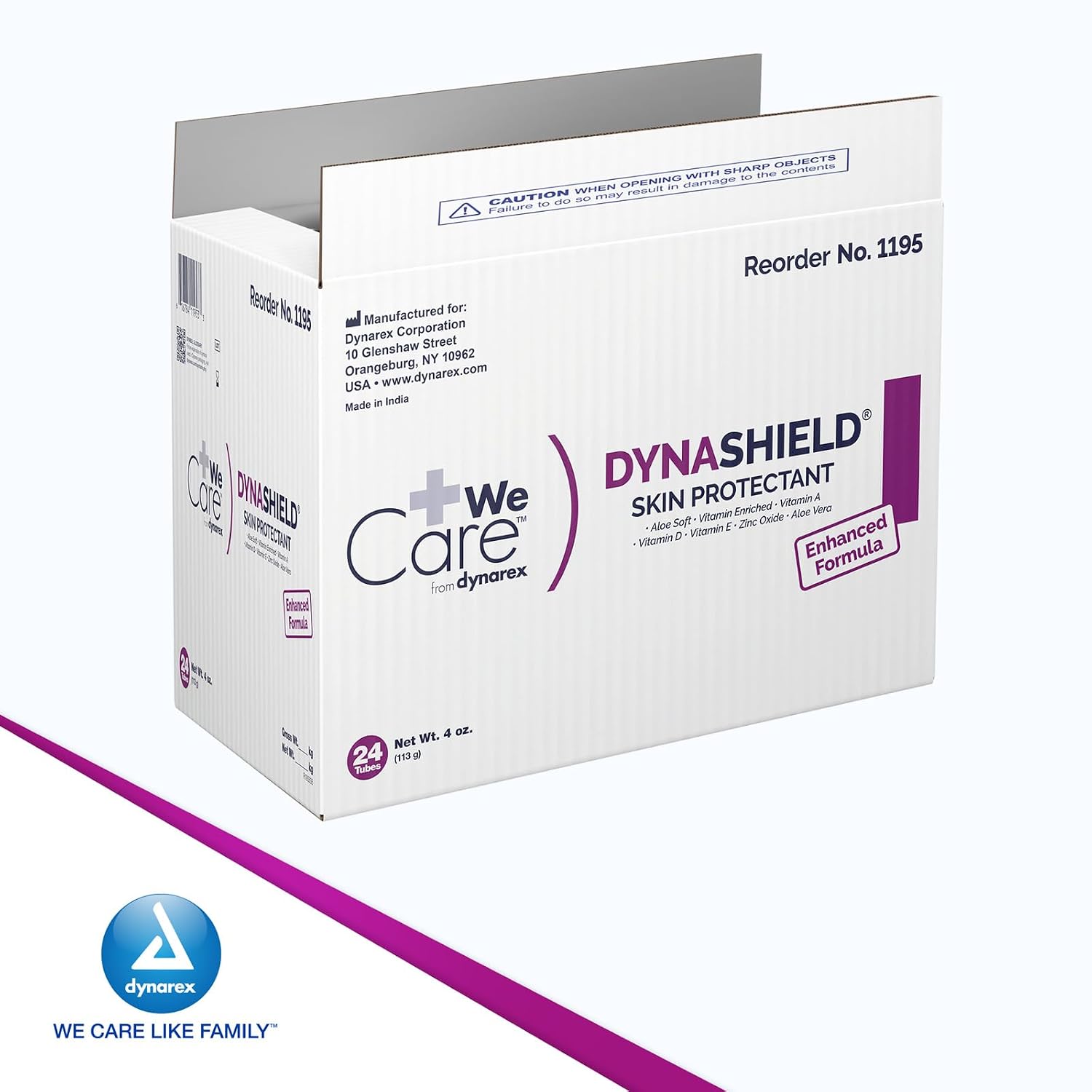Dynarex DynaShield Skin Protectant Barrier Cream - Zinc Oxide Cream with Vitamins A, D, E, Aloe Vera - Protective Ointment