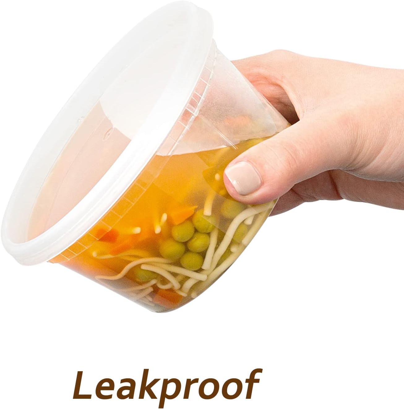 DuraHome - Deli food Storage Containers with Lids 32 oz, Quart Pack of 24 Leak-proof Freezer Safe Microwaveable Soup Storage Container - Clear Plastic Premium Quality