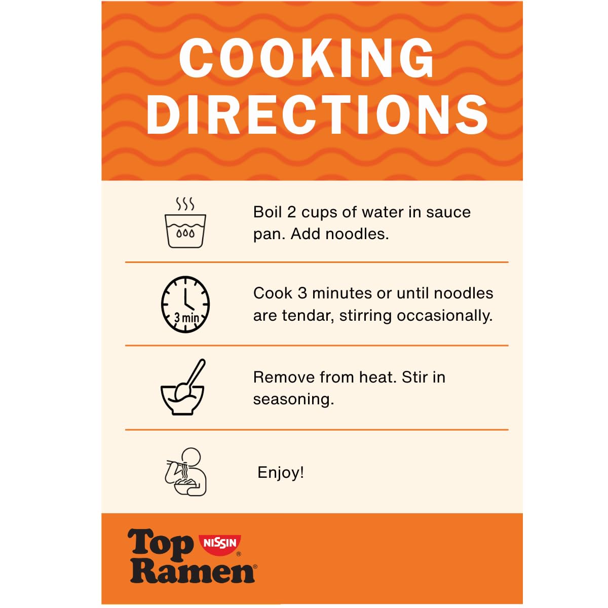 Nissin Top Ramen Noodle Soup, Chicken, 3 Ounce (Pack of 24) | Quick, convenient meal ready in minutes with just hot water.