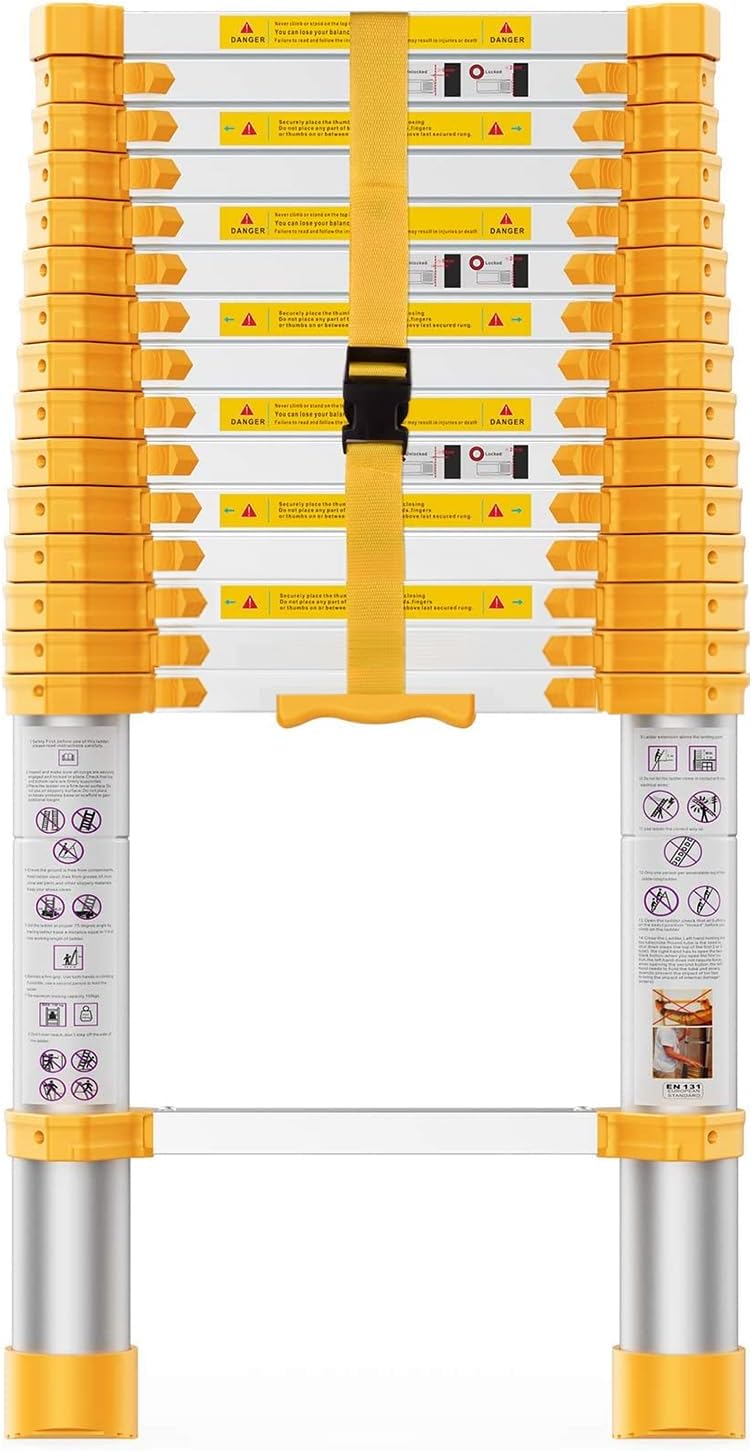 Telescoping Extension Ladder 12.5FT, Aluminum Telescopic Ladders with Carry Bag for Outdoor Indoor Use