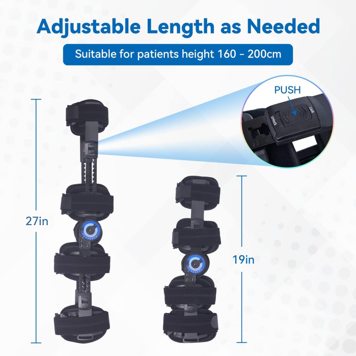 Hinged ROM Knee Brace, Adjustable Post Op Immobilizer for ACL MCL Recovery Walking Exercises