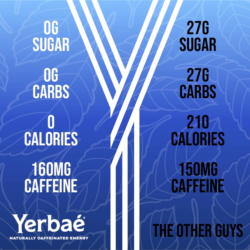 Yerbaé Energy Seltzer - Variety Performance Pack. No Sugar/Calories/Carbs. Energized by Yerba Mate Naturally Caffeinated Plant-Based, Healthy Alternative to Coffee/Sugary Sodas, Pack of 12, 12oz cans