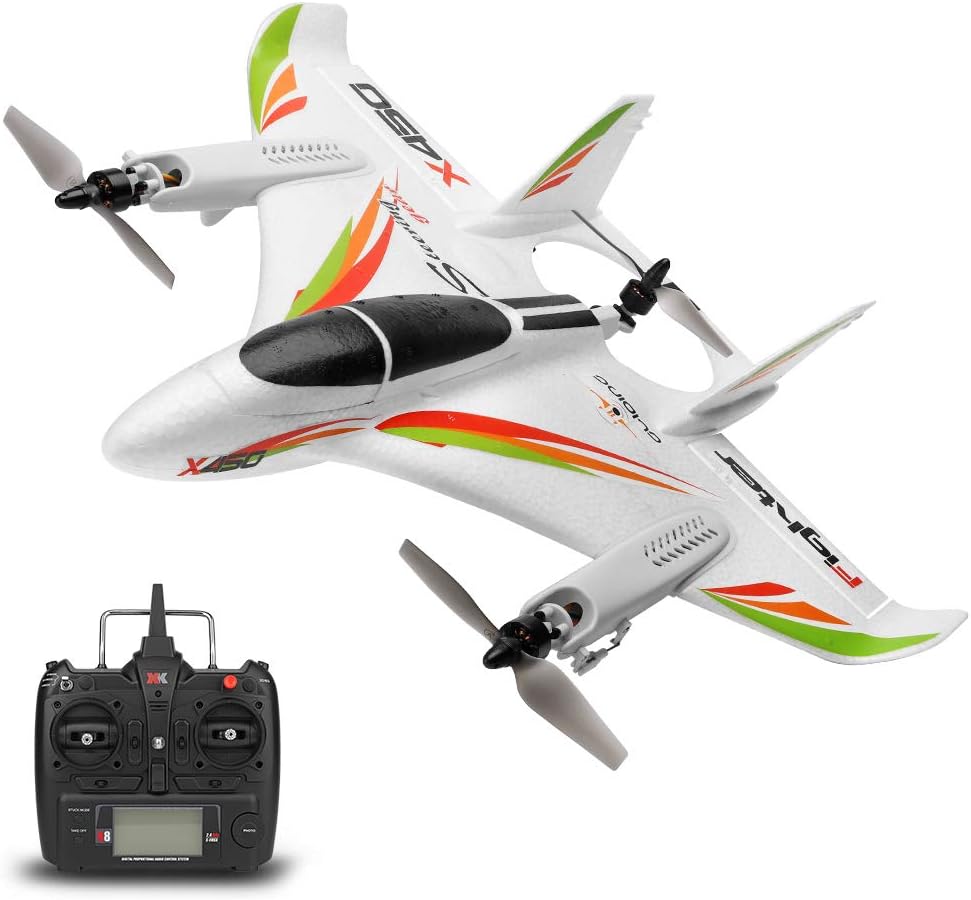 GoolRC WLtoys XK X450 RC Airplane, 2.4GHz Remote Control Airplane, 6 Channel Brushless Motor Aircraft