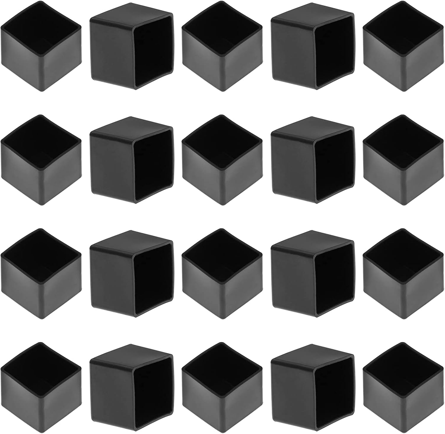 Bonsicoky 20Pcs Rectangle Rubber Furniture Leg Caps (3/4" x 1-1/2"), Vinyl Flexible Chair Leg Floor Protectors for Patio Indoor Chair Table Bed