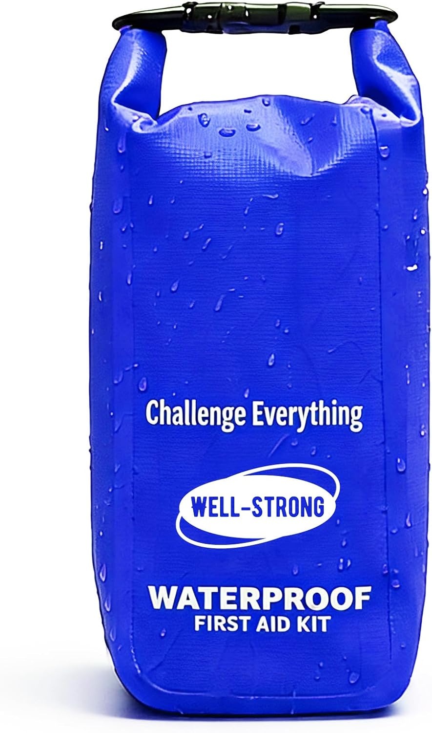 Waterproof First Aid Kit Roll Top Boat Emergency Kit with Waterproof Contents for Fishing Kayaking Boating Swimming Camping Rafting Beach Red