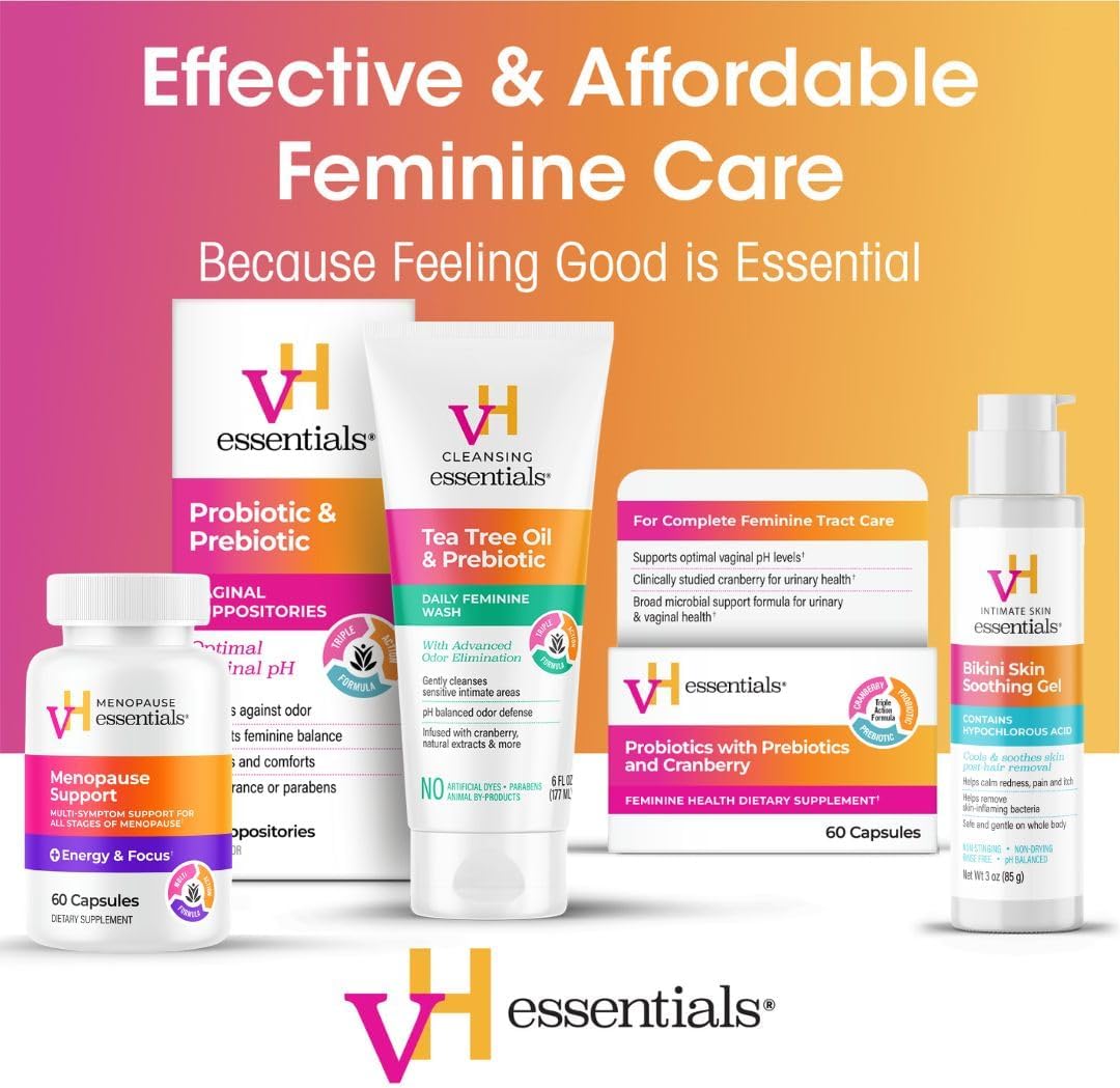 vH essentials Probiotics for Women with Prebiotics and Cranberry, 60 Ct | Feminine Health Dietary Supplement, Probiotics Support Gut Balance, Urinary Tract Health for Women, 30 Day Supply