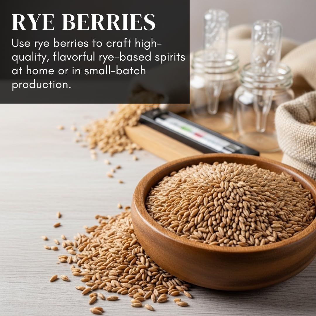4 Pounds Rye Berries – Non-GMO Whole Rye Grain for Baking, Mushroom Spawn, Brewing & Distilling – Extra Clean, Resealable Bag, 100% USA Product