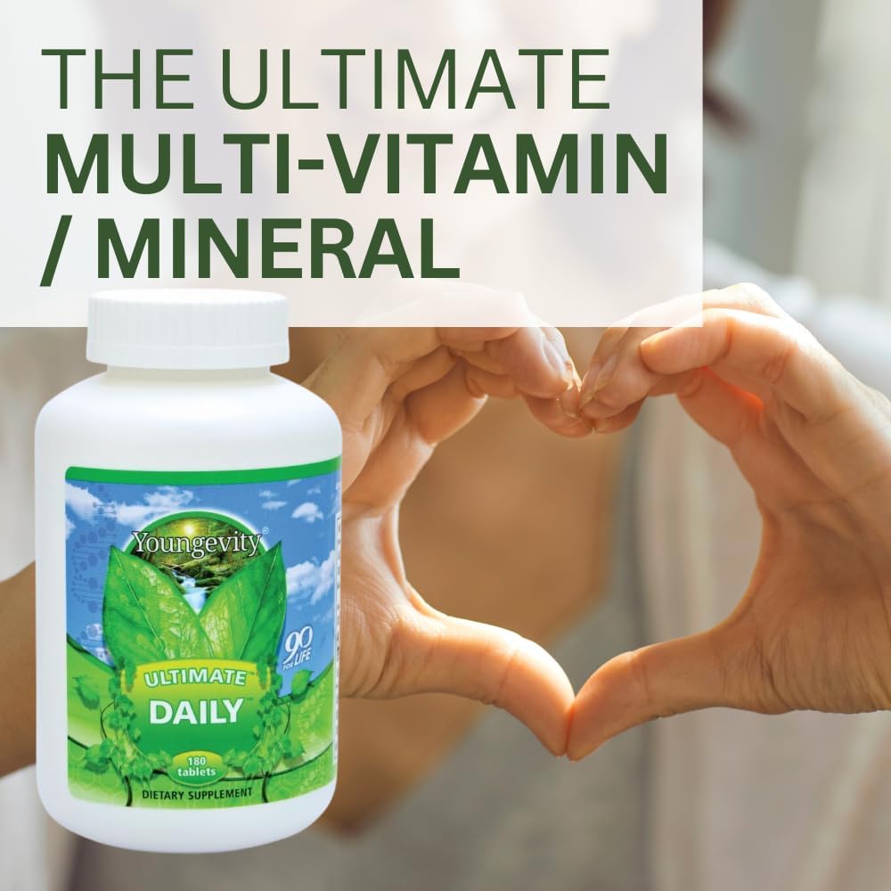 Youngevity Ultimate Daily Multivitamin with CoQ10 and Minerals, 180 Tablets | 20+ vitamins and minerals, CoQ10, vitamins A, C, D and E, zinc, folate, selenium, calcium, enhanced absorption, 180 tablets