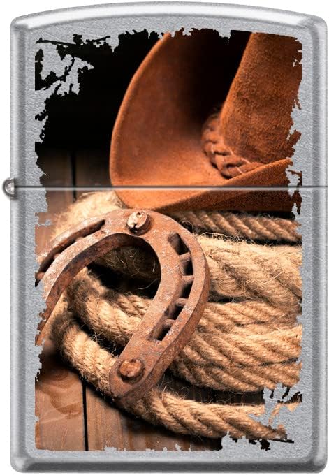 Zippo Lighter-Personalized Custom Message Engraved on Backside Cowboy Hat and Rope Westerns Windproof Lighter Resting Cowboy 24879
