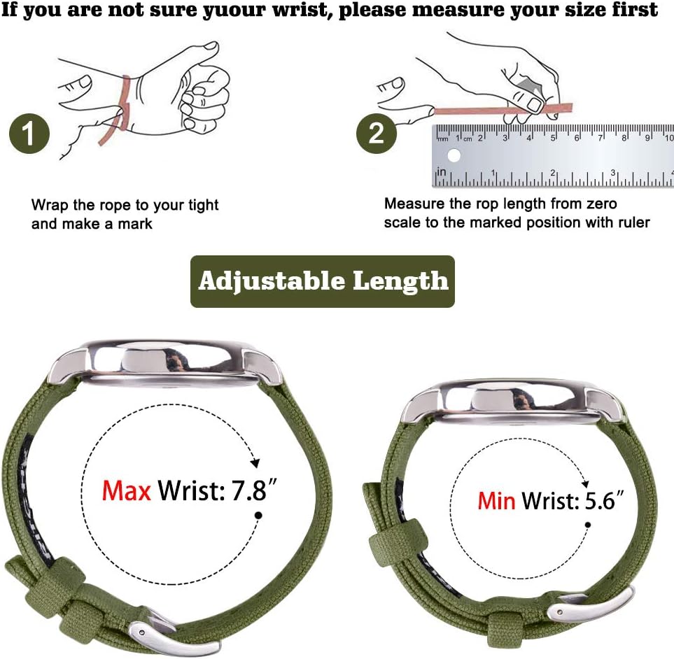 Ritche Christmas Gift Canvas Vintage Quick Release Watch Band 18mm 20mm 22mm 24mm Replacement Watch Straps for Men Women, White Elephant Gifts, Stocking Stuffers for Men, Father's Day gifts