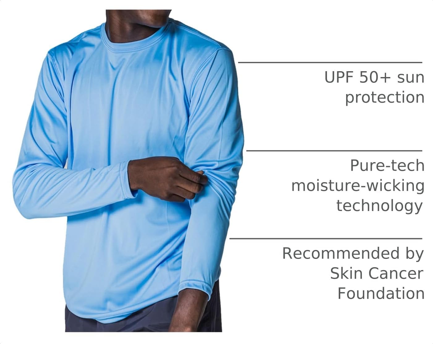 Vapor Apparel Men's Outdoor UPF 50+ Long Sleeve T-Shirt, UV Sun Protection for Fishing, Running, Hiking, Swimming