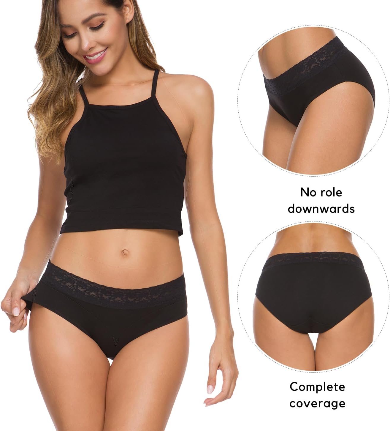 Hipster Panties for Women Underwear Lace Bikini Hip-huggers Panties 5 Pack