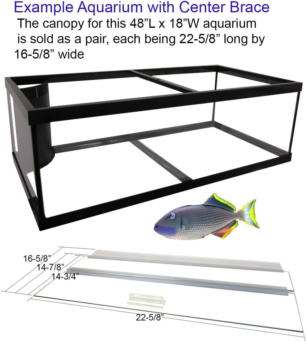 Aquarium Glass Canopy Set for 75 Gallon, 90 Gallon and 110 Gallon Aquariums 48" Long x 18" Wide with A Center Brace