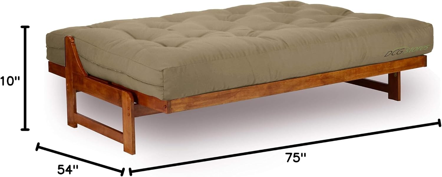 Nirvana Futons Extra Thick Premium 10-Inch Twin XL Futon Mattress, Khaki Twill - Made in USA