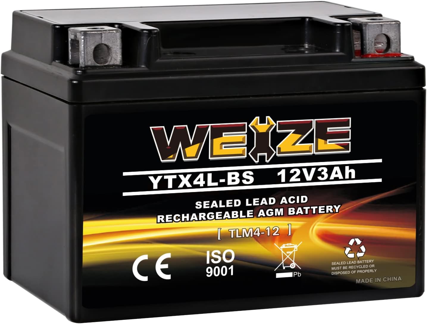 Weize YTX14 BS ATV Battery High Performance - Maintenance Free - Sealed AGM YTX14-BS Motorcycle Battery compatible with Honda Suzuki Kawasaki Yamaha scooter snowmobile