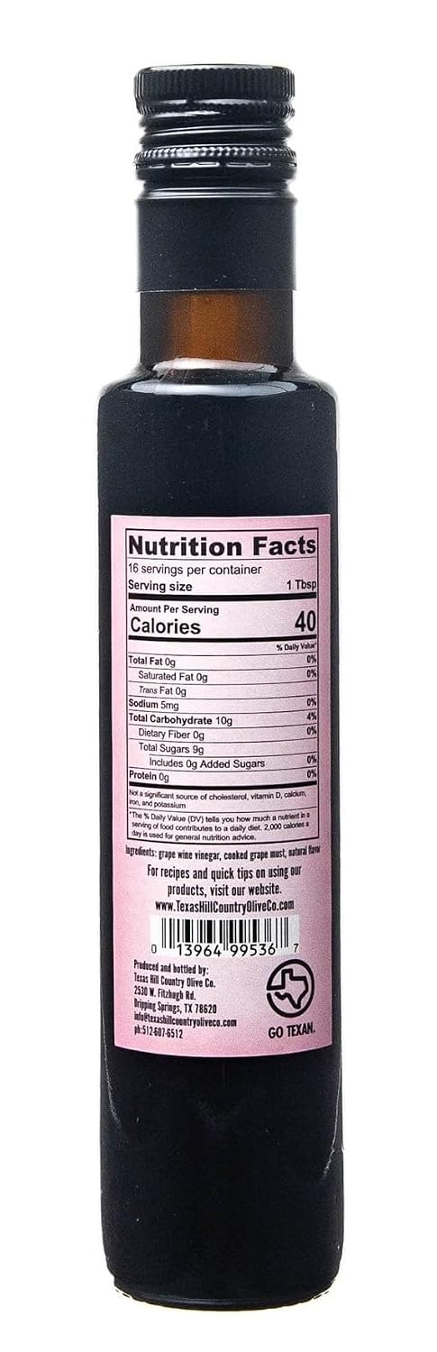 White Lemon Balsamic Vinegar - Gourmet Barrel Aged Infused Balsamic Vinegar - Great for Dressing Dipping Glazing - No Artificial Flavors or Added Sugar - Made in Texas (8.5 oz)
